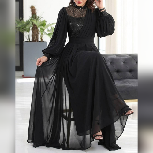 پیراهن مجلسی ماکسی سایز بزرگ ( بیگسایز ). 42 تا 60. حریر پولکی گلدوزی شده