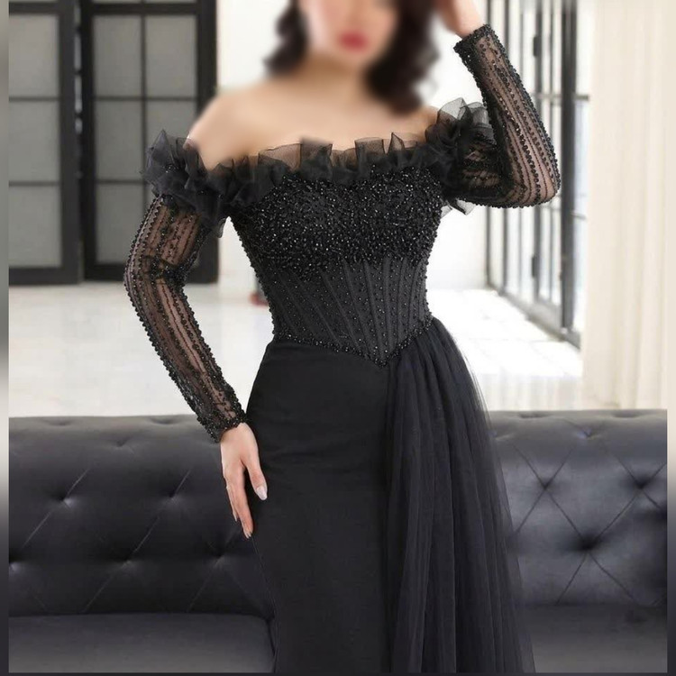 پيراهن ماکسی مجلسی دکلته جدید. 36 تا 48. کرپ مازراتی سنگدوزی شده