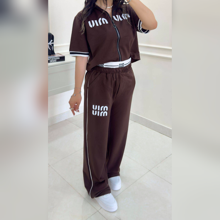 ست سویشرت شلوار زنانه طرح میو فریسایز تا 44 مناسب استایل اسپرت