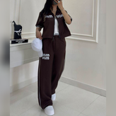 ست سویشرت شلوار زنانه طرح میو فریسایز تا 44 مناسب استایل اسپرت