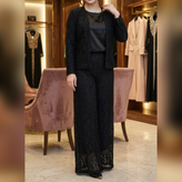 ست کت شلوار گیپور دانتل مجلسی زنانه فریسایز 40 تا 46