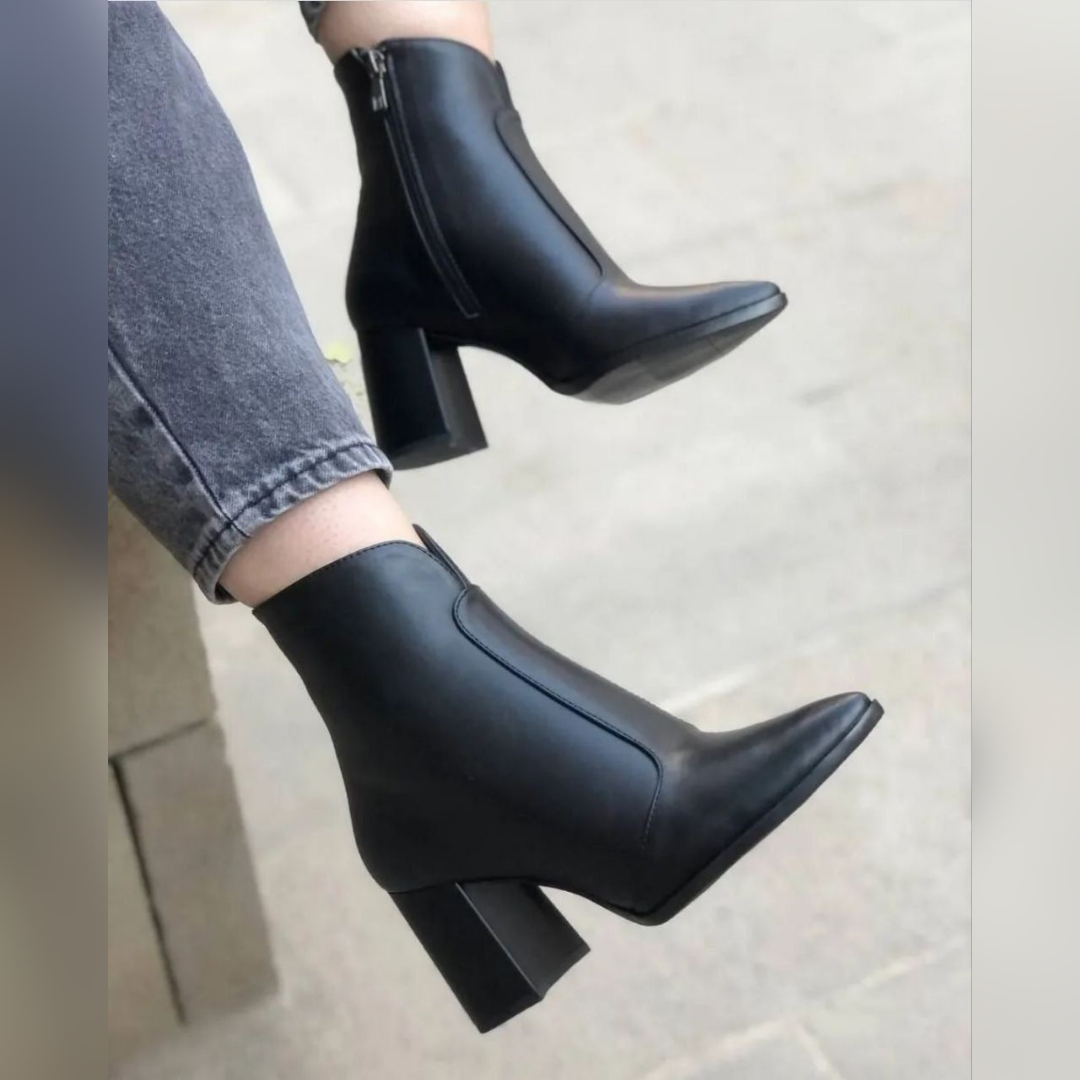 نیم بوت جدید پاشنه بلند دخترانه و زنانه سایز 36 تا 41 مشکی و قهوه‌ای
