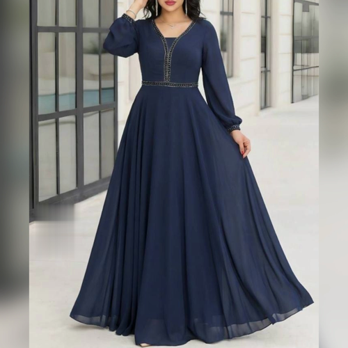 پیراهن مجلسی بلند کلوش پوشیده سایزبزرگ ( بیگسایز ) سایز 48 تا 60 کاپدار و آستردار