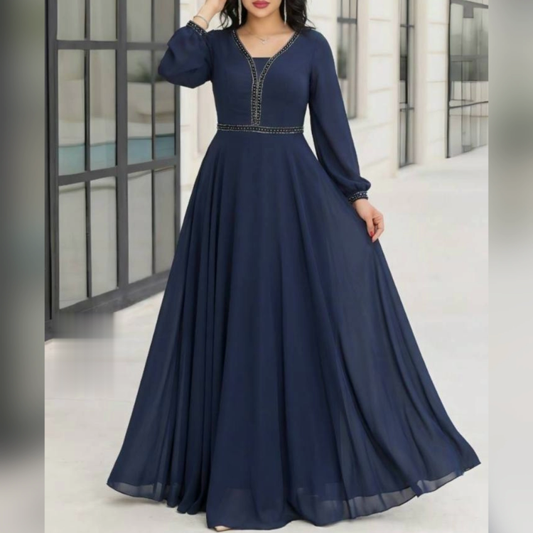 پیراهن مجلسی بلند کلوش پوشیده سایزبزرگ ( بیگسایز ) سایز 48 تا 60 کاپدار و آستردار
