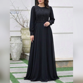 پیراهن مجلسی حریر پوشیده و آستیندار سایز 44 تا 54 دیزاین شده با سنگ کریستال
