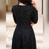 پیراهن ماکسی مجلسی کلوش و پوشیده سایز ۴۲ تا ۵۸ دانتل چمنی و سنگ کاری شده کاپدار