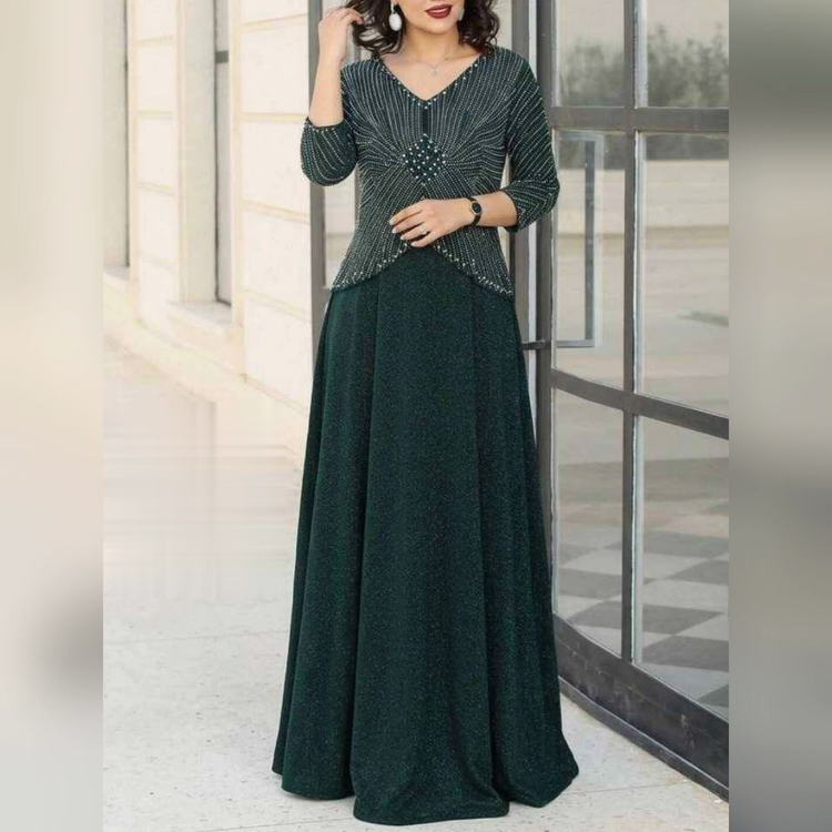 پیراهن مجلسی لمه و نگین و مروارید. سایز 42 تا 58. تا سایز بزرگ