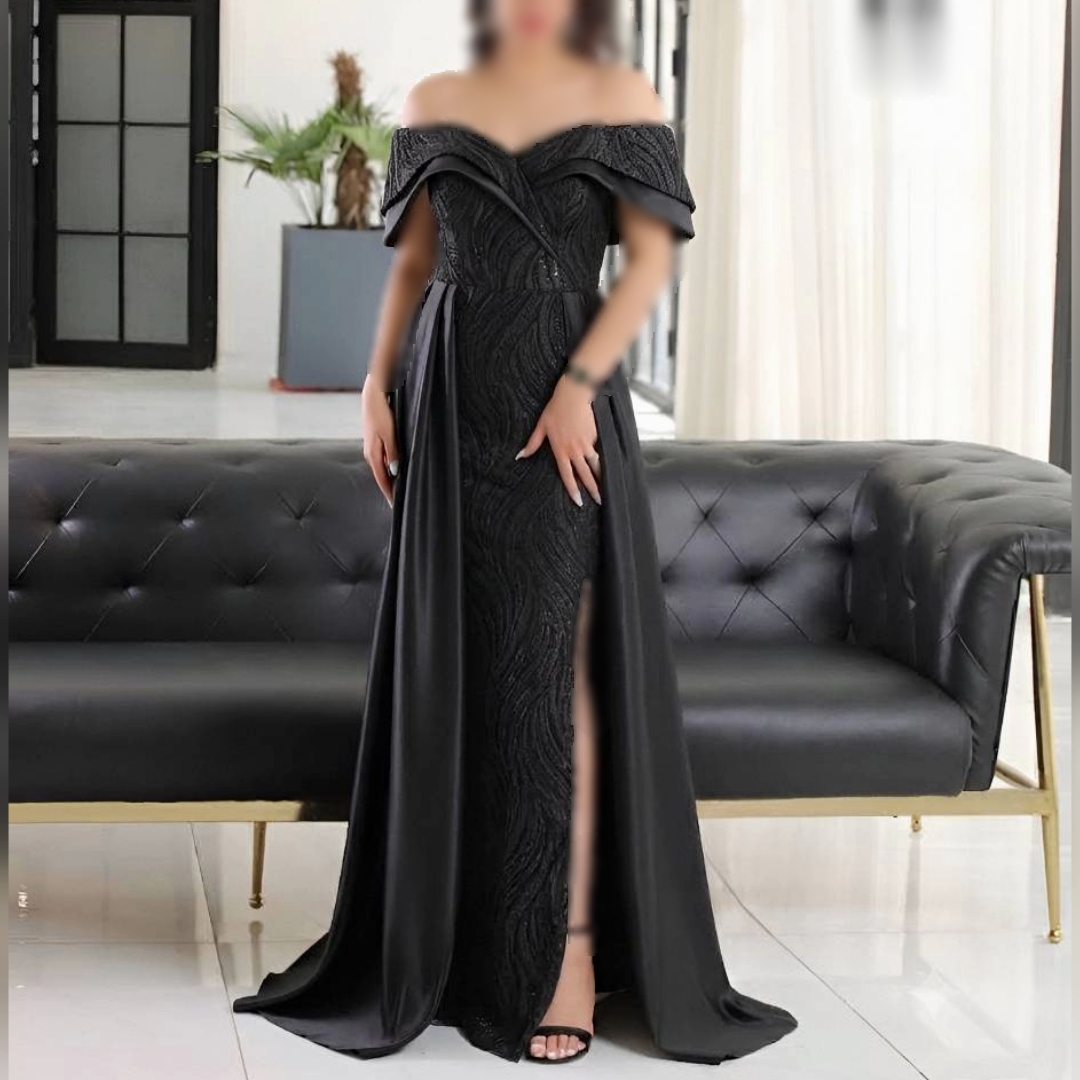 پیراهن ماکسی دکلته مجلسی سایز ۳۸ تا ۴۸ جنس دانتل و ساتن