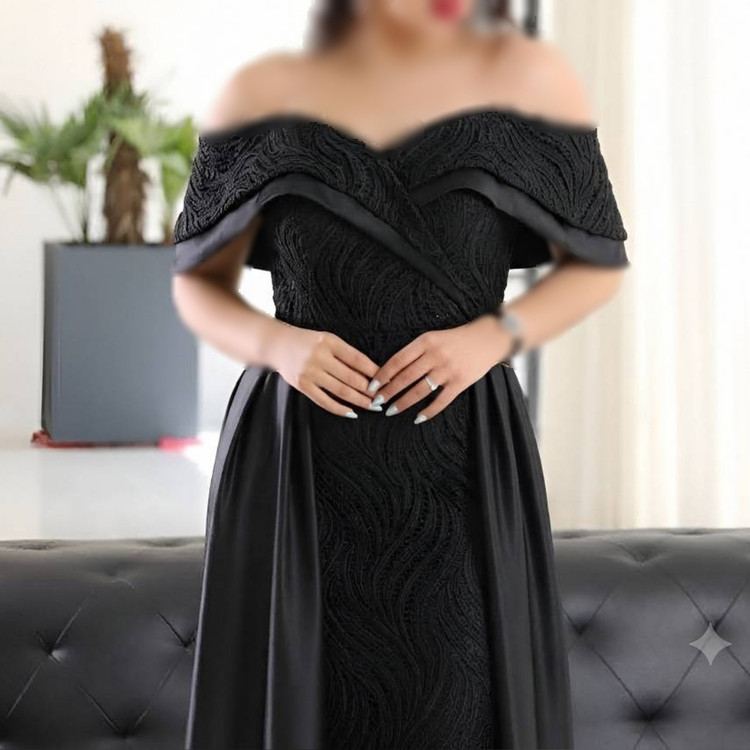 پیراهن ماکسی دکلته مجلسی سایز ۳۸ تا ۴۸ جنس دانتل و ساتن